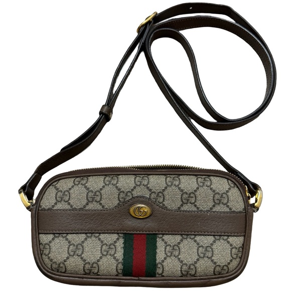 Gucci Handbags - Gucci Mini Supreme Ophidia GG Canvas Crossbody Bag with Web Stripe